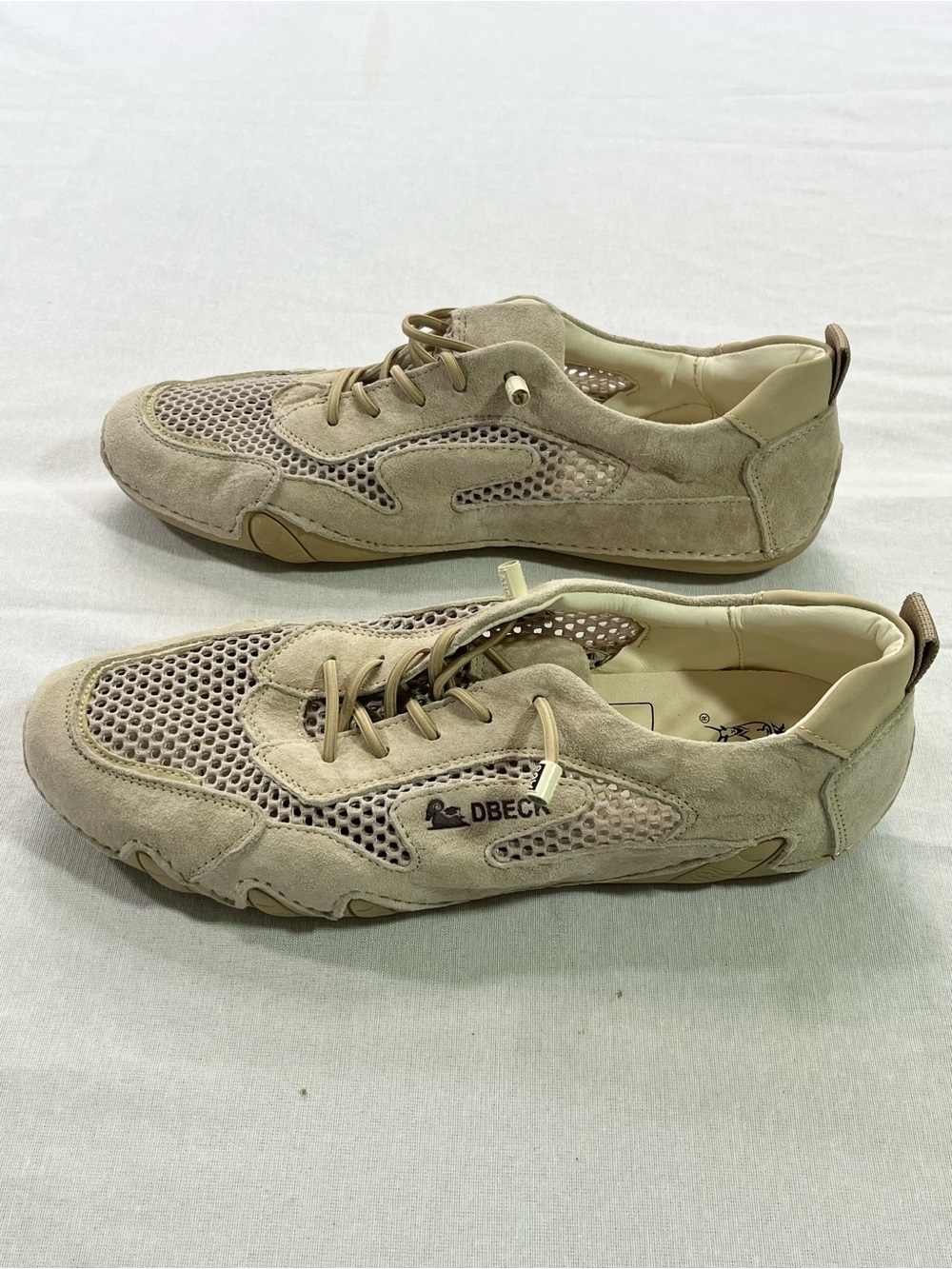 DBECK Men's Tan Suede & Mesh Athletic Sneakers